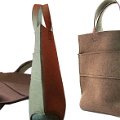 015_CARRY Shopper_Wollfilz Kaki_Leder_3seiten